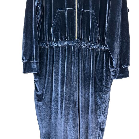 Fabletics Velour Zip-Up Wide Leg One Piece Jumpsuit Blue 4X - Picture 5 of 15